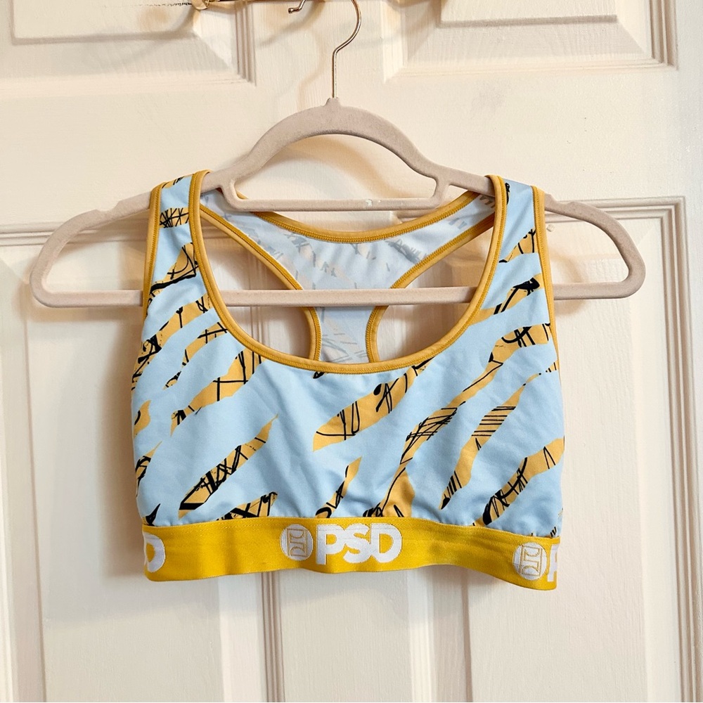 Yellow and blue psd sports bra